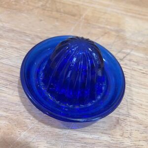 Vtg Cobalt Blue Glass Citrus Juicer Reamer Insert Art Deco Retro Kitchenware